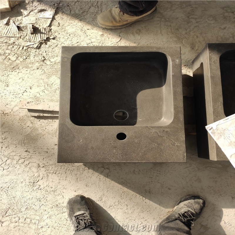 Blue Limestone Rectangle Wash Basins Sink For Bathroom