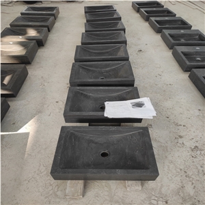 Blue Limestone Rectangle Wash Basins Sink For Bathroom