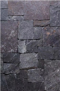 China Black Limestone Flagstone Wall Crazy Stone Cladding