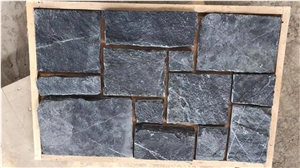 China Black Limestone Flagstone Wall Crazy Stone Cladding