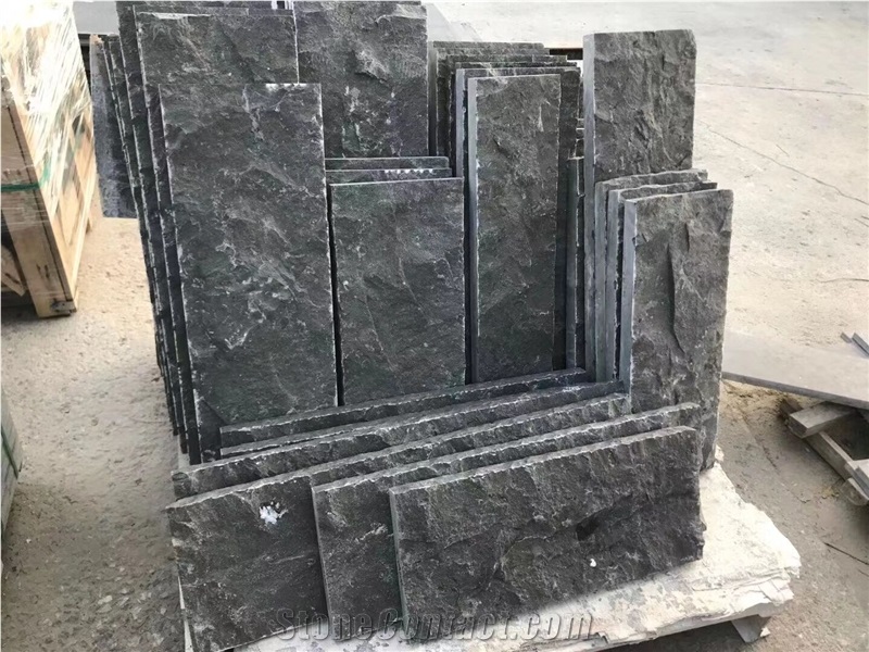 China Black Limestone Flagstone Wall Crazy Stone Cladding