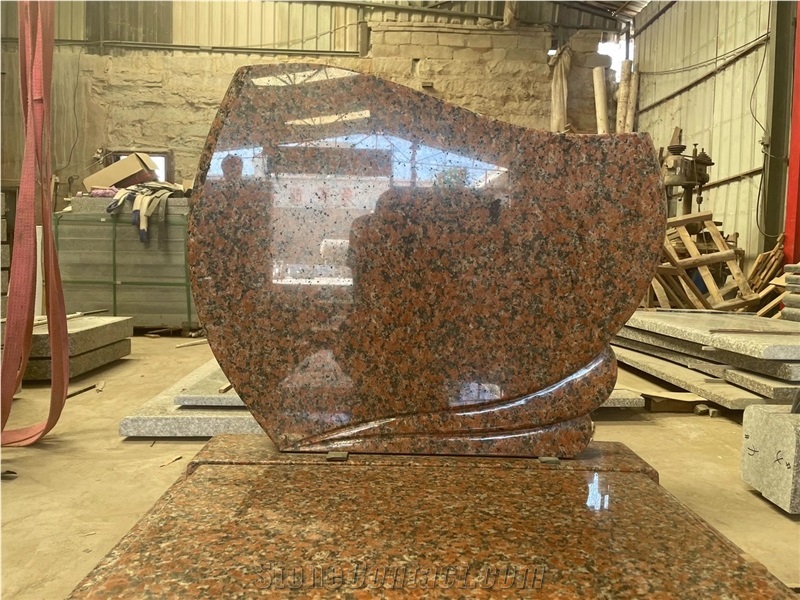 China Maple Red Granite French Style Funeral Tombstone