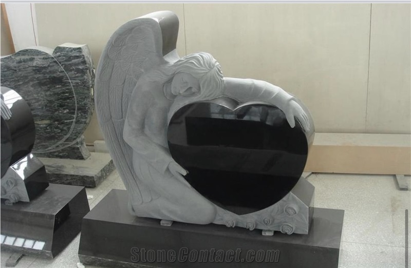 Engraved Upright Angel Granite Monument Headstone Tombstone