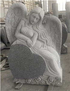 Engraved Upright Angel Granite Monument Headstone Tombstone