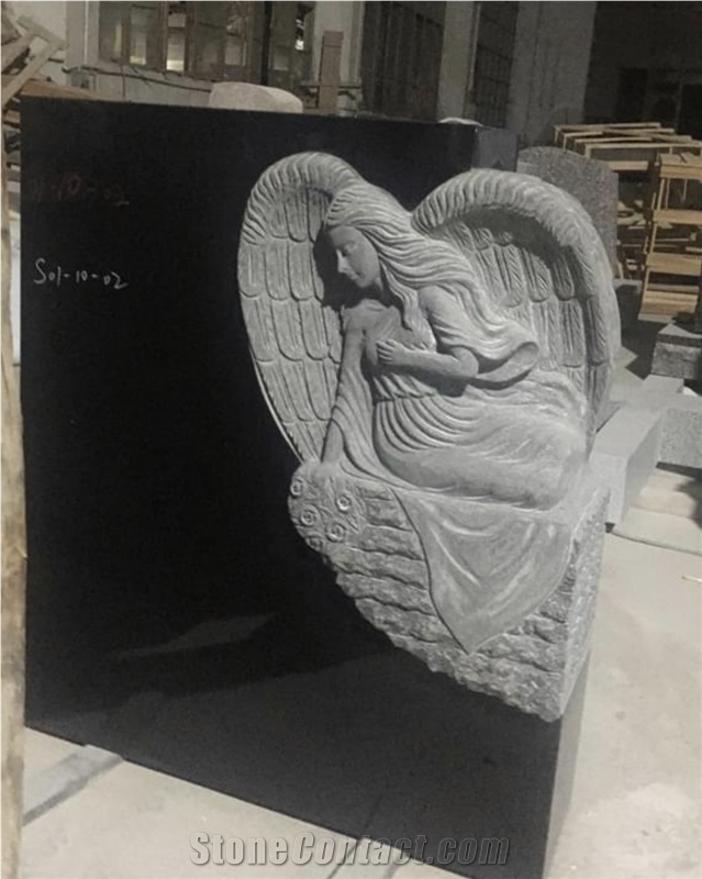 Engraved Upright Angel Granite Monument Headstone Tombstone