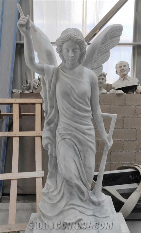 Engraved Upright Angel Granite Monument Headstone Tombstone