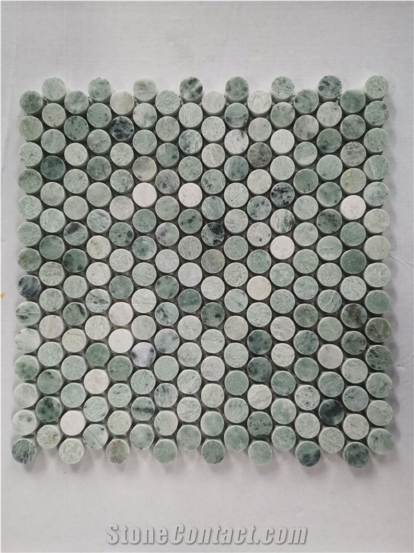 Green Circle Round Marble Mosaic Backsplash Mosaic Tiles