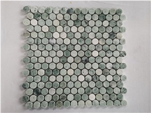 Green Circle Round Marble Mosaic Backsplash Mosaic Tiles