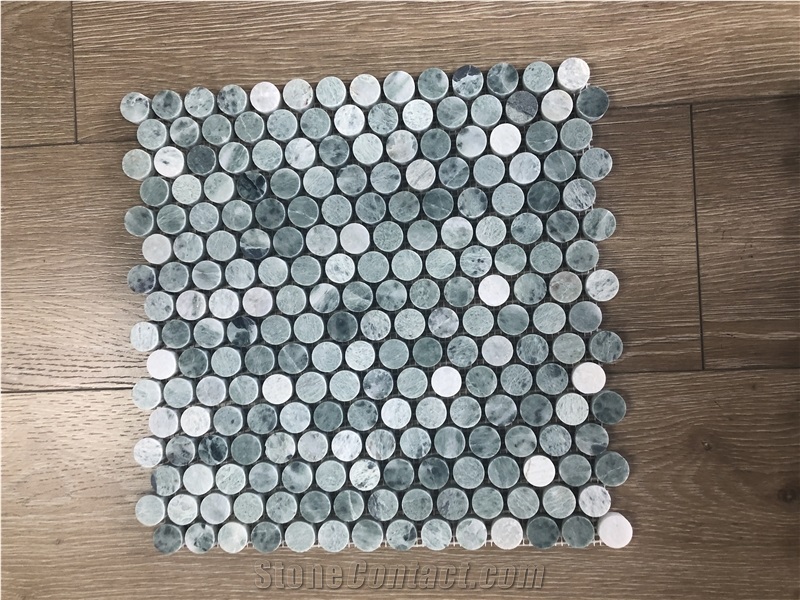 Green Circle Round Marble Mosaic Backsplash Mosaic Tiles