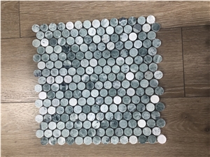 Green Circle Round Marble Mosaic Backsplash Mosaic Tiles