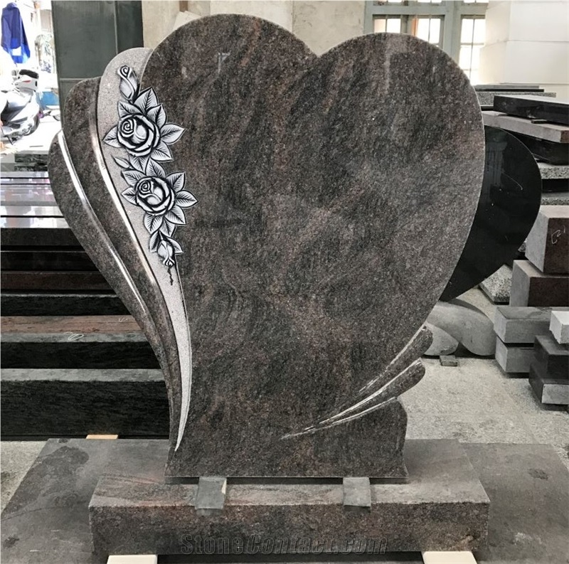 Western Style Engraved Monument Heart Tombstone Headstone