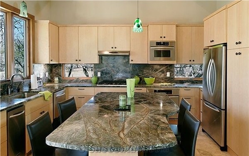 India Rainforest Fancy Green Marble Slabs