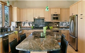 India Rainforest Fancy Green Marble Slabs