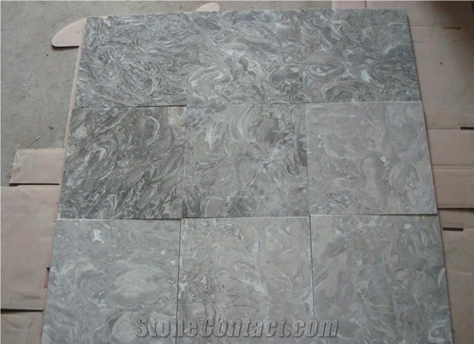 China Fossil Grey Marble Floor Tile,Gray Marble Flooring
