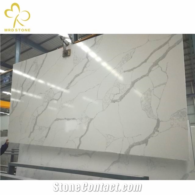 Calacatta White Quartz Big Size Slab Artificial Quartz Stone