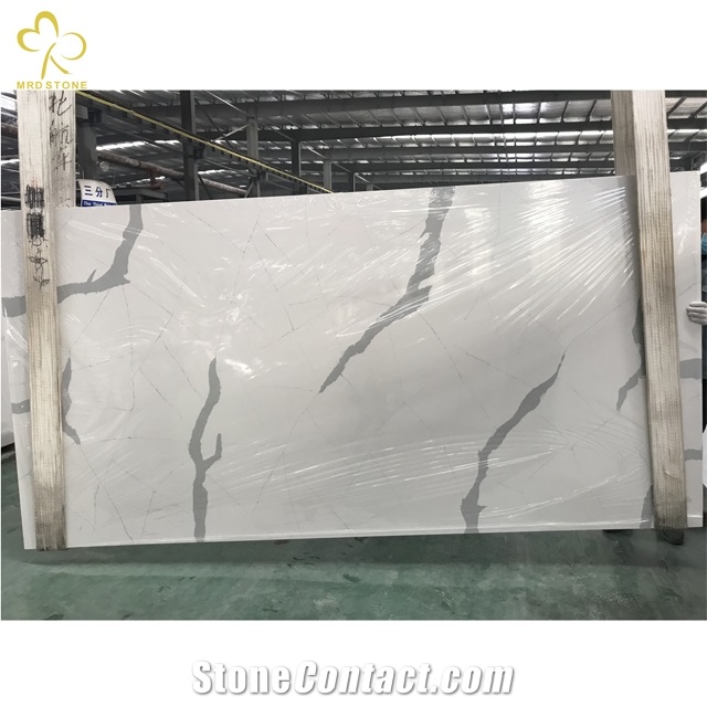 China Quartz Slab Suppliers Polished Stone Surface Calacatta