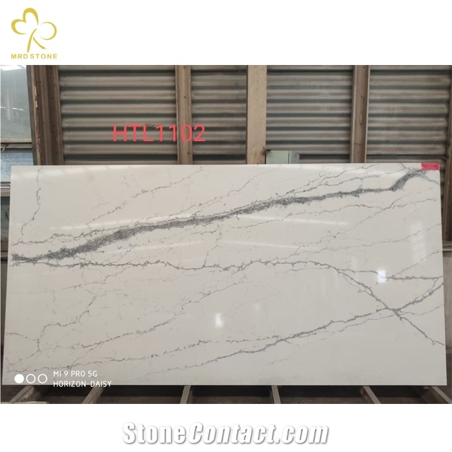 Manufacturer Calacatta White Engineered Quartz Slab