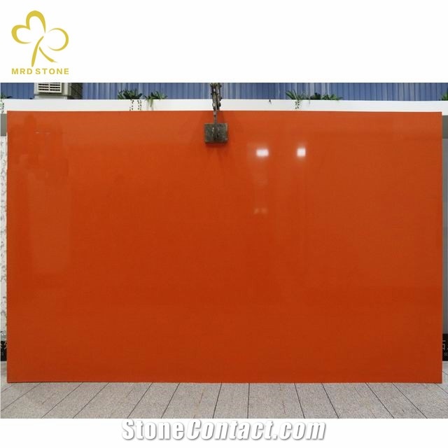 Quartz Stone Slab Pure Orange Artificial Quartz Stone Slab