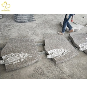 G635 Pink Granite Angel Carved Tombstone Headstone
