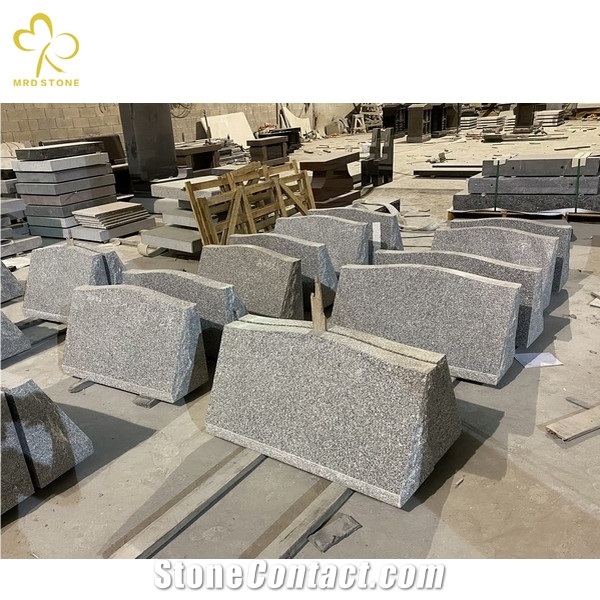 Grey Granite Grave Slant Marker Headstone
