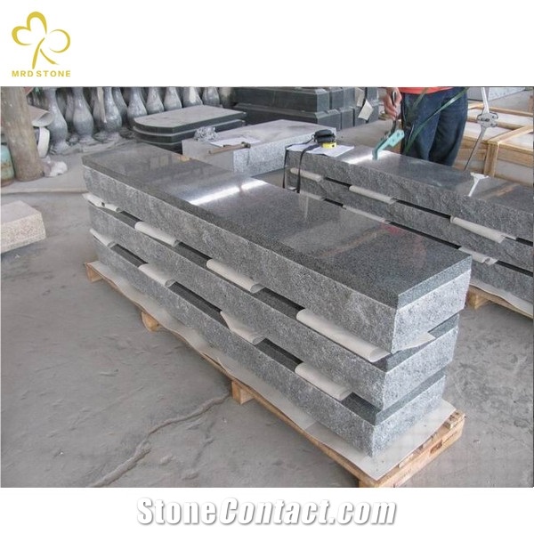 Natural G654 Dark Grey Granite Companion Upright Headstone