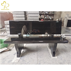 Olive Green, Absolute Black Granite Monument Bench