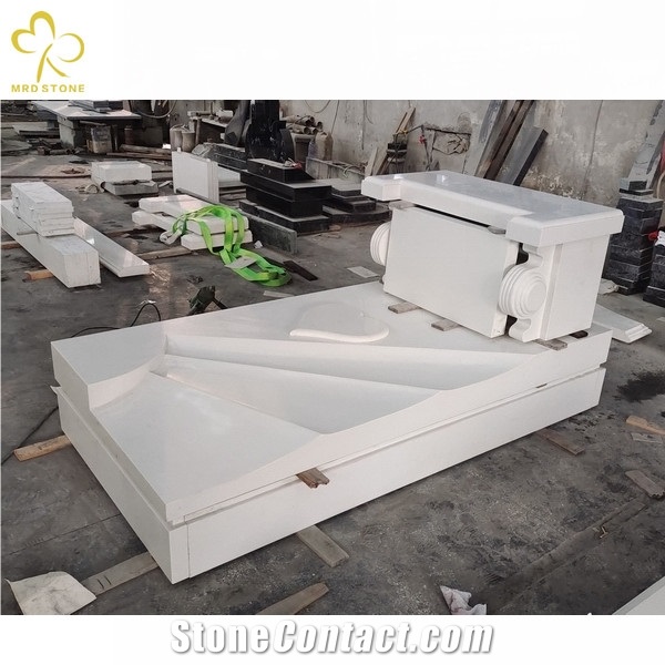 Pure White Artificial Marble Headstone Monument