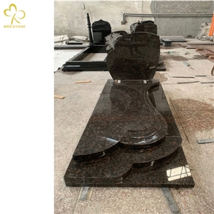 Tan Brown Granite Carved Headstone Tombstone