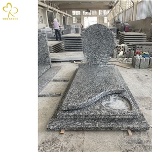 Wave White Granite Monuments With Headstone