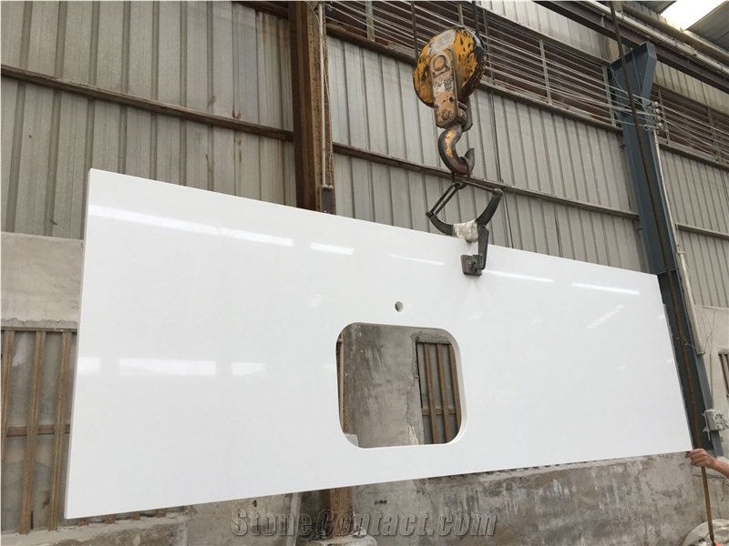 Artificial Stone Countertop Pure White Quartz For Kitchen