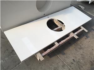 Artificial Stone Vanity Tops Pure White Quartz For Bathroom