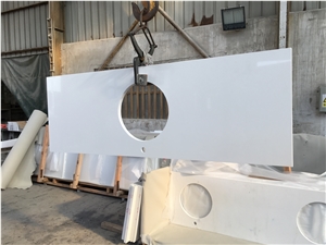 Artificial Stone Vanity Tops Pure White Quartz For Bathroom