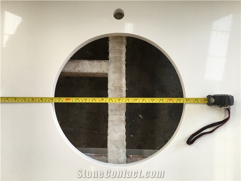 Artificial Stone Vanity Tops Pure White Quartz For Bathroom