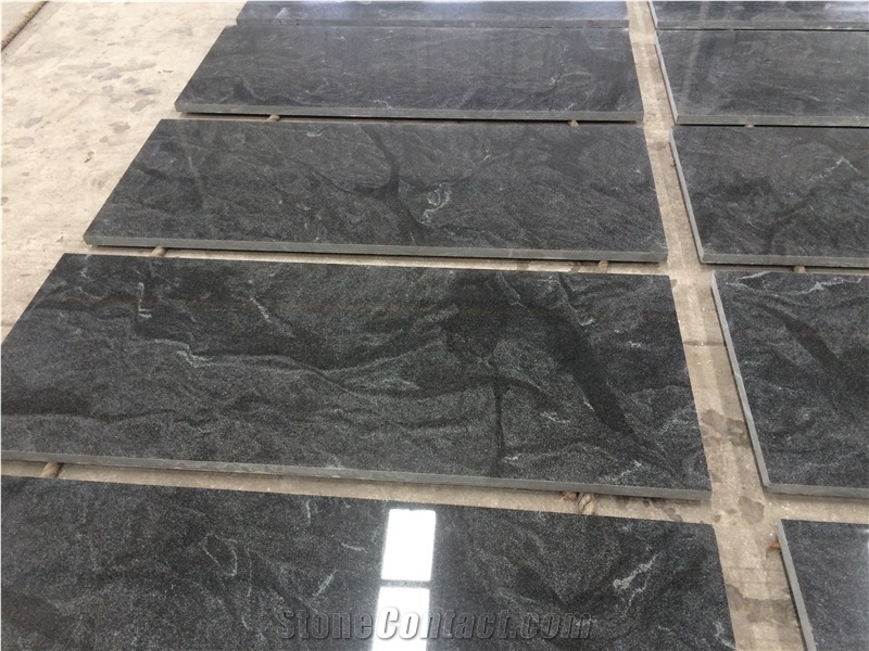 Polished Black Granite Jet Mist Tiles For Facade Cladding