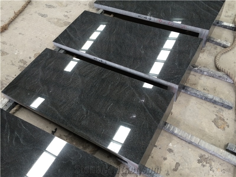Polished Black Granite Jet Mist Tiles For Facade Cladding