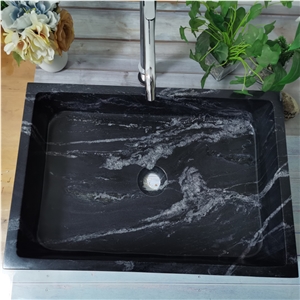 China Black Ballet Granite Rectangle Vessel Sink And Basins