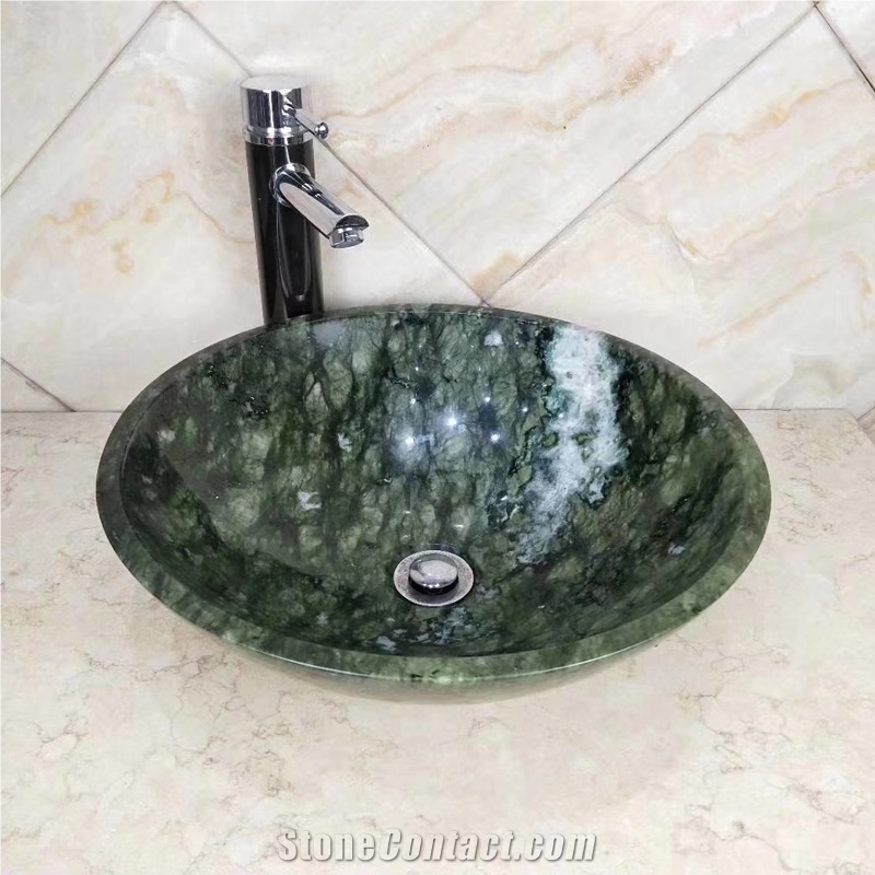 Dandong Green Marble Round Bathroom Sink CHR-SO-M258
