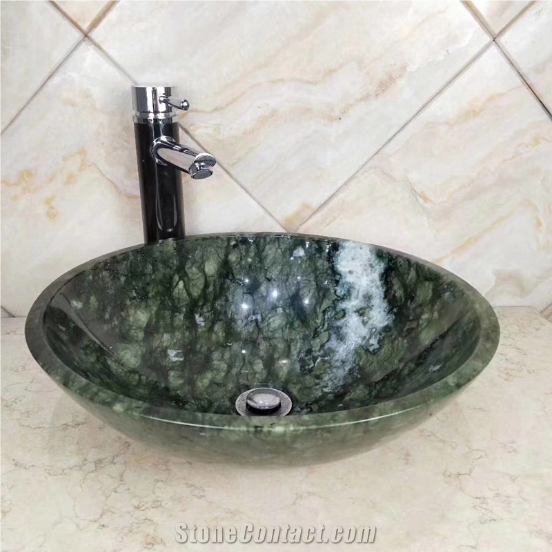 Dandong Green Marble Round Bathroom Sink CHR-SO-M258