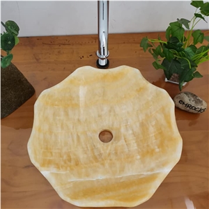 Honey Onyx Art Round Sink, Onyx Morden Vessel Sink