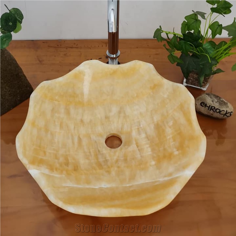 Honey Onyx Art Round Sink, Onyx Morden Vessel Sink