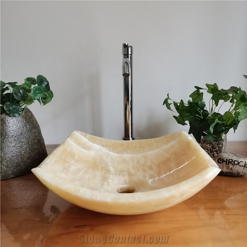 Honey Onyx Vessel Sink, China Honey Onyx Bathroom Sink