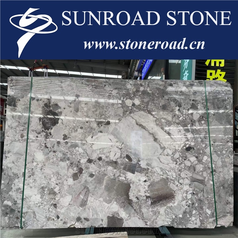 Pandora White Marble Natural Terrazzo Grey Marble