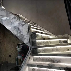 Pandora White Marble Stairs Steps Stair Riser Grey Marble
