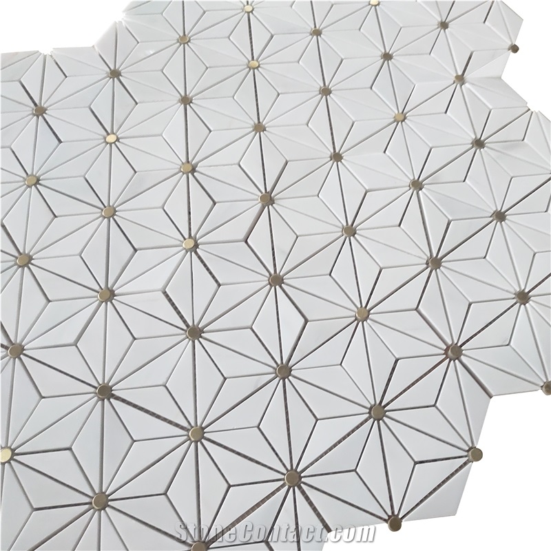 Sevic White Marble Water-Jet Mosaic Flower Backsplash Mosaic