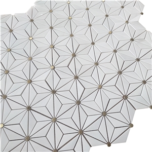 Sevic White Marble Water-Jet Mosaic Flower Backsplash Mosaic