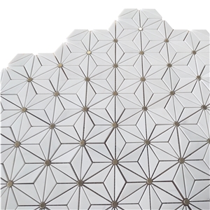 Sevic White Marble Water-Jet Mosaic Flower Backsplash Mosaic