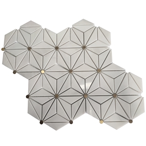 Sevic White Marble Water-Jet Mosaic Flower Backsplash Mosaic