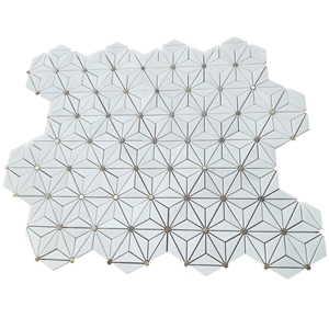 Sevic White Marble Water-Jet Mosaic Flower Backsplash Mosaic
