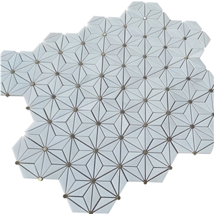 Sevic White Marble Water-Jet Mosaic Flower Backsplash Mosaic