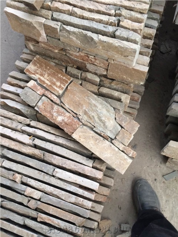P014 Yellow Quartzite Glue On Net Veneer